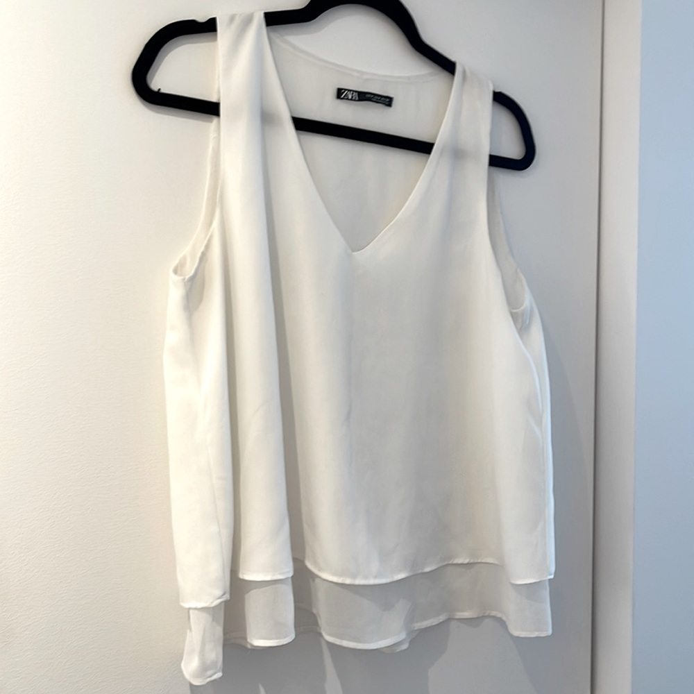 Zara Sleeveless White Top